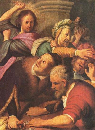 REMBRANDT Harmenszoon van Rijn Christ driving the money-changers from the Temple. Germany oil painting art